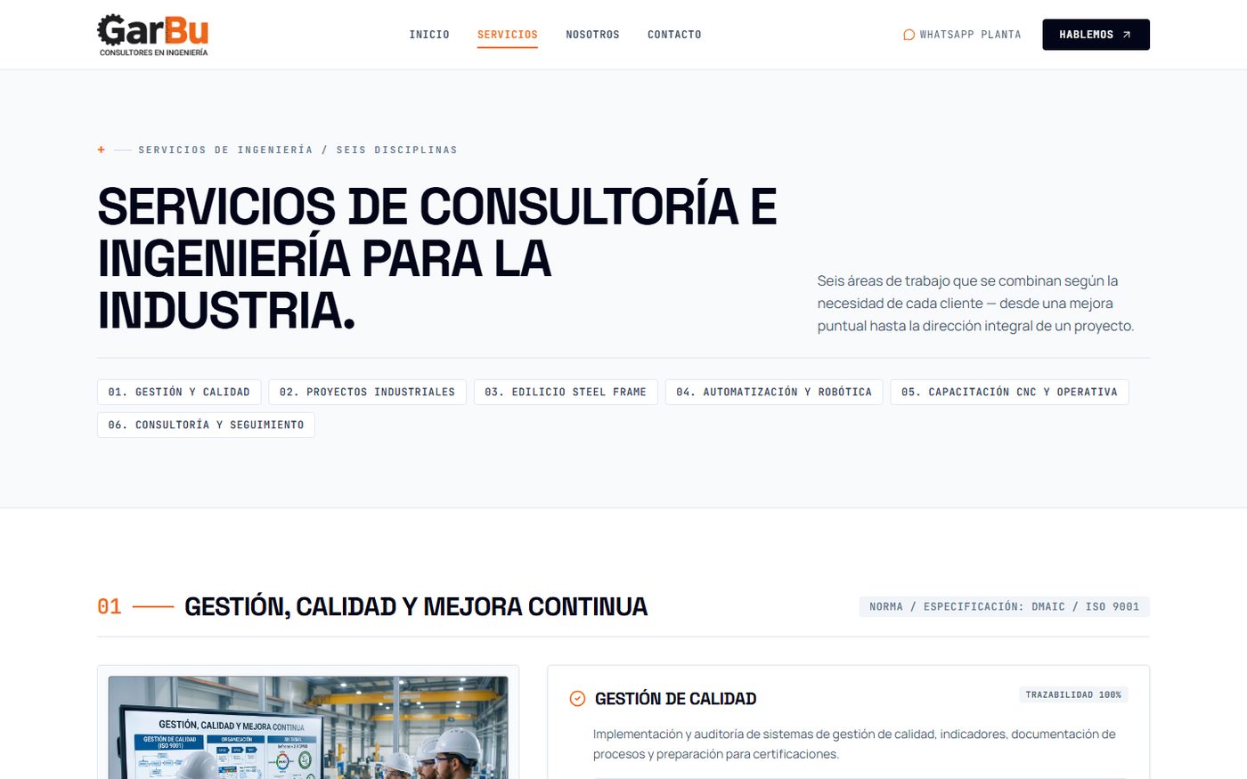 Seis ejes, dieciséis servicios