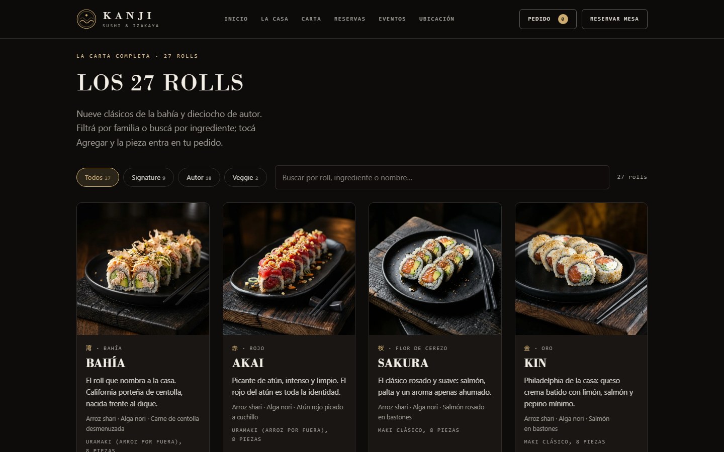 A 27-roll menu you can filter
