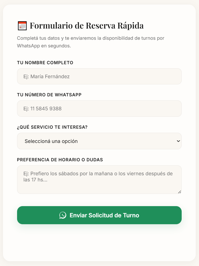 Formulario WhatsApp Studio Ávila